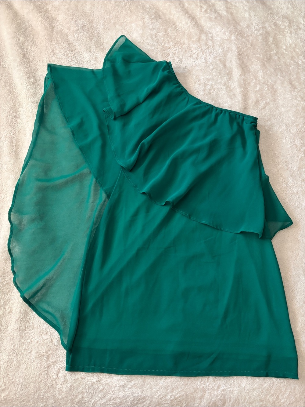 Chiffon One Shoulder Emerald Green Evening Dress by Cotton Candy